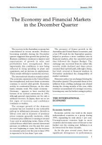 The Economy and Financial Markets in the December Quarter