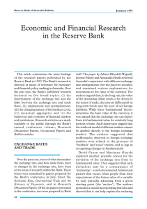 Economic and Financial Research in the Reserve Bank