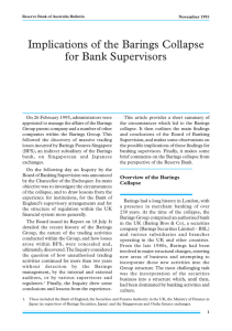 Implications of the Barings Collapse for Bank Supervisors