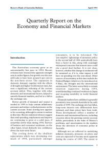 Quarterly Report on the Economy and Financial Markets Introduction