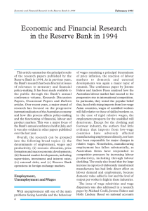 Economic and Financial Research in the Reserve Bank in 1994