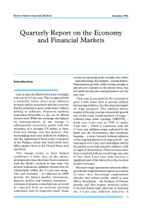 Quarterly Report on the Economy and Financial Markets Introduction