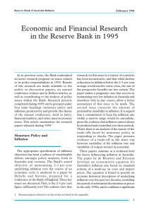 Economic and Financial Research in the Reserve Bank in 1995
