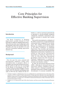 Core Principles for Effective Banking Supervision Introduction