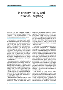Monetary Policy and Inflation Targeting