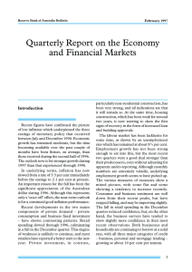 Quarterly Report on the Economy and Financial Markets Introduction