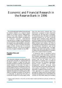 Economic and Financial Research in the Reserve Bank in 1996