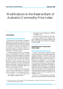 Modifications to the Reserve Bank of Australia’s Commodity Price Index 1 Introduction