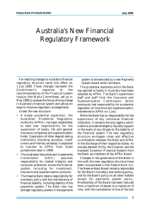 Australia’s New Financial Regulatory Framework