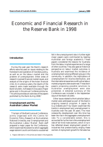 Economic and Financial Research in the Reserve Bank in 1998 Introduction