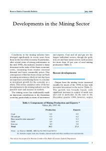 Developments in the Mining Sector