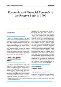 Economic and Financial Research in the Reserve Bank in 1999 Introduction
