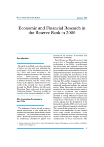 Economic and Financial Research in the Reserve Bank in 2000 Introduction