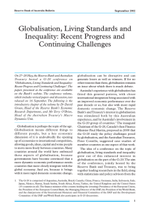 Globalisation, Living Standards and Inequality: Recent Progress and Continuing Challenges