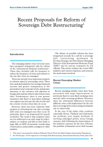 Recent Proposals for Reform of Sovereign Debt Restructuring 1 Introduction