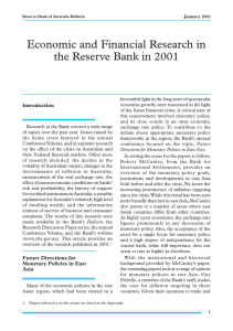Economic and Financial Research in the Reserve Bank in 2001 Introduction