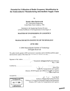 Potential for Utilization  of Radio  Frequency  Identification ... the Semiconductor  Manufacturing Intermediate Supply  Chain