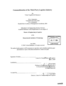 Commoditization  of the Third Party Logistics  Industry 2003