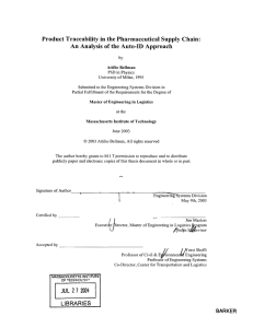Product Traceability  in the Pharmaceutical Supply  Chain: