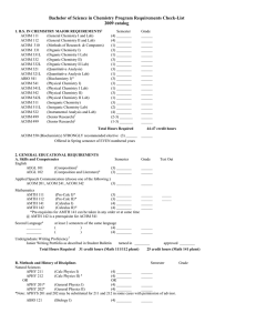 Bachelor of Science in Chemistry Program Requirements Check-List 2009 catalog