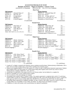 Bachelor of Science -  Major in Chemistry General  Track