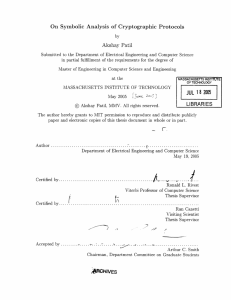 On Symbolic  Analysis  of  Cryptographic  Protocols