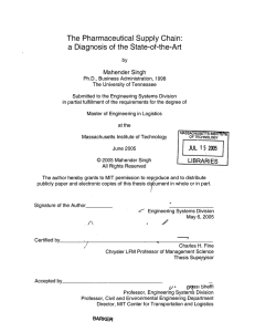 The  Pharmaceutical  Supply Chain: Mahender  Singh