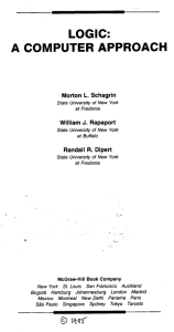 LOGIC: A  COM PUTER  APPROACH Morton L. Schagrin William J. Rapaport