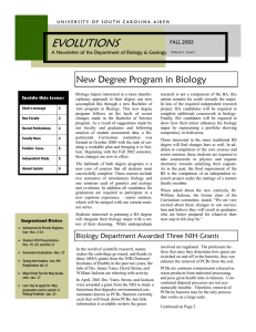 New Degree Program in Biology