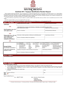 Substitute W-9 : Taxpayer Identification Number Request