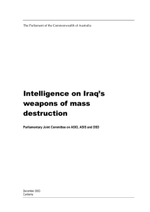 Intelligence on Iraq’s weapons of mass destruction