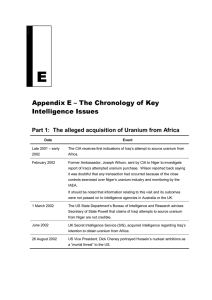 E  Appendix E – The Chronology of Key Intelligence Issues