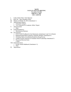 Agenda FACULTY SENATE MEETING November 18, 2014 Ballroom A, MSC