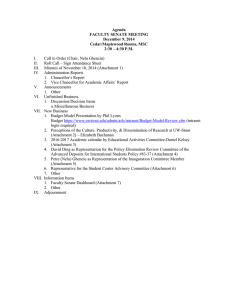 Agenda FACULTY SENATE MEETING December 9, 2014 Cedar/Maplewood Rooms, MSC