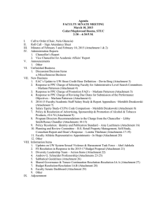 Agenda FACULTY SENATE MEETING March 10, 2015 Cedar/Maplewood Rooms, STUC