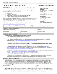 TEACH GRANT APPLICATION University of Wisconsin-Stout DIRECTIONS