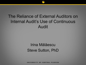 The Reliance of External Auditors on Internal Audit’s Use of Continuous Audit ălăescu