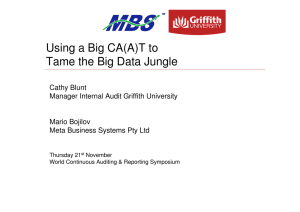 Using a Big CA(A)T to Tame the Big Data Jungle Cathy Blunt
