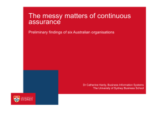 The messy matters of continuous assurance Preliminary findings of six Australian organisations