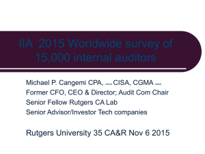IIA  2015 Worldwide survey of 15,000 internal auditors
