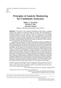 Principles of Analytic Monitoring for Continuous Assurance Miklos A. Vasarhelyi Michael G. Alles