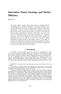 Innovation, Future Earnings, and Market Efficiency F G