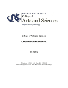 Department of Biology  College of Arts and Sciences Graduate Student Handbook