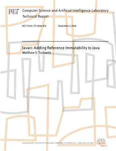 Javari: Adding Reference Immutability to Java Technical Report Matthew S. Tschantz