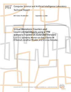 Virtual Monotonic Counters and Count-Limited Objects using a TPM