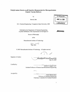 as pH Sensitive Biomaterials for Microparticulate LIBRARIES Poly(P-Amino  Ester)s