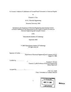 An  Acoustic  Analysis of Labialization  of Coronal ... A. 2003 Submitted  to the  Department  of Electrical Engineering ...