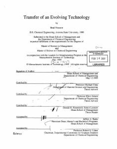 Transfer of an Evolving Technology