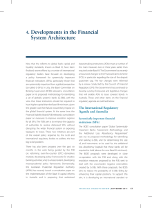 Developments in the Financial System Architecture 4.