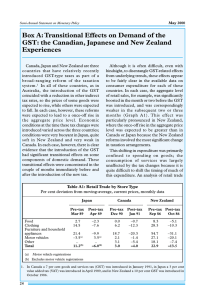 Box A: Transitional Effects on Demand of the Experiences